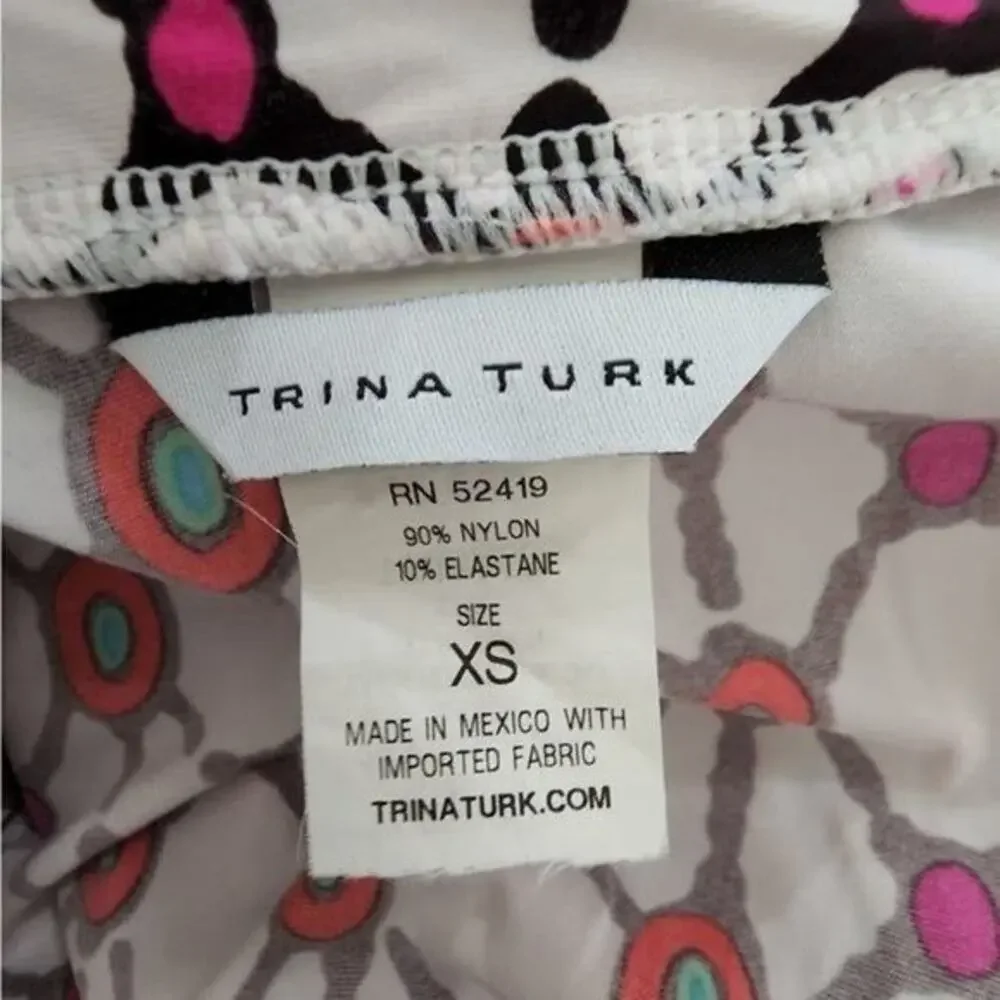 Trina Turk Geometric Mosaic Print Kimono Sleeve V-Neck Mini Dress Swim Multi XS